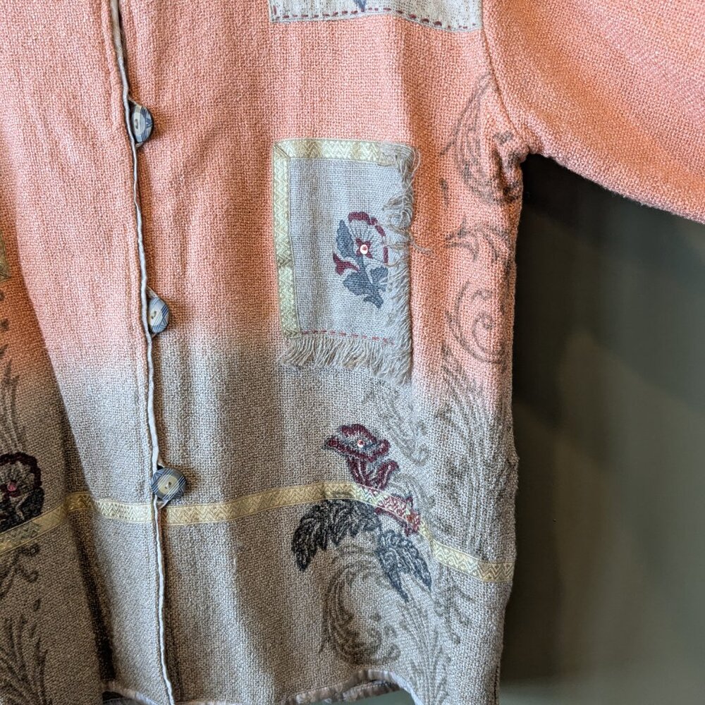 Vtg Flashback Boho Patchwork Embroider Floral Pin… - image 5